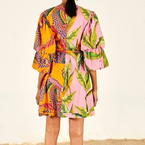 Farm Rio Mixed Print Wrap Dress - Picture 4 of 11